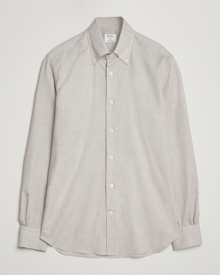 Herr | Skjortor | Mazzarelli | Soft Flannel Button Down Shirt Beige