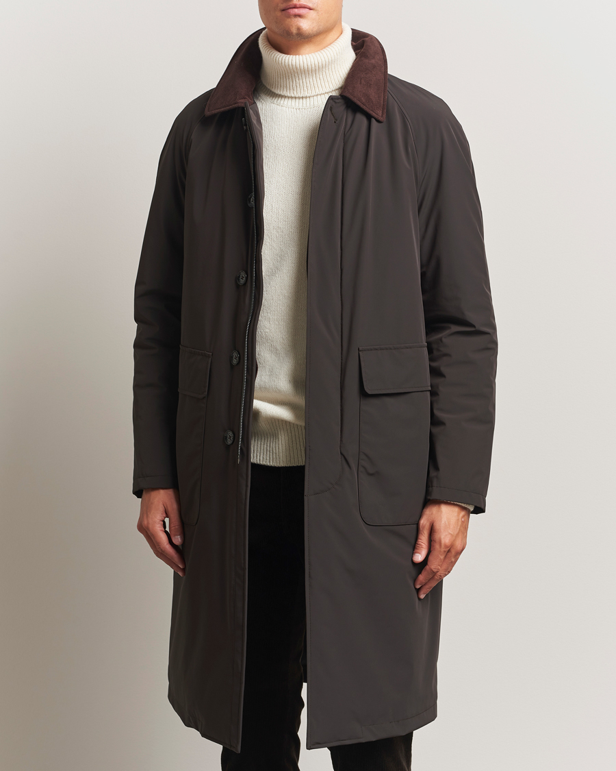 Herr | Jackor | Oscar Jacobson | Padded Raglan Nylon Coat Brown