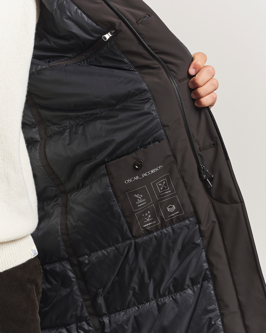 Herr | Jackor | Oscar Jacobson | Padded Raglan Nylon Coat Brown