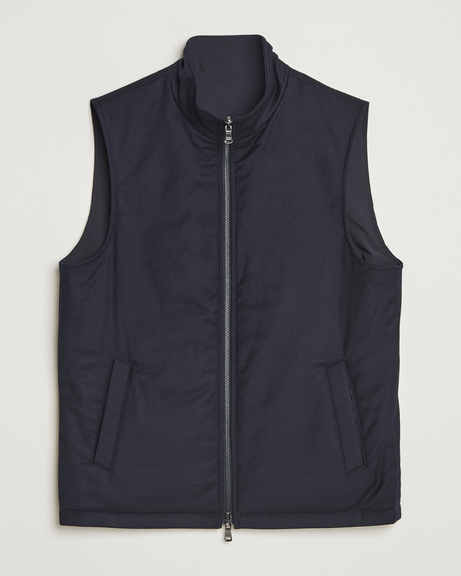 Herr | Jackor | Oscar Jacobson | Nylon/Wool Reversible Vest Navy