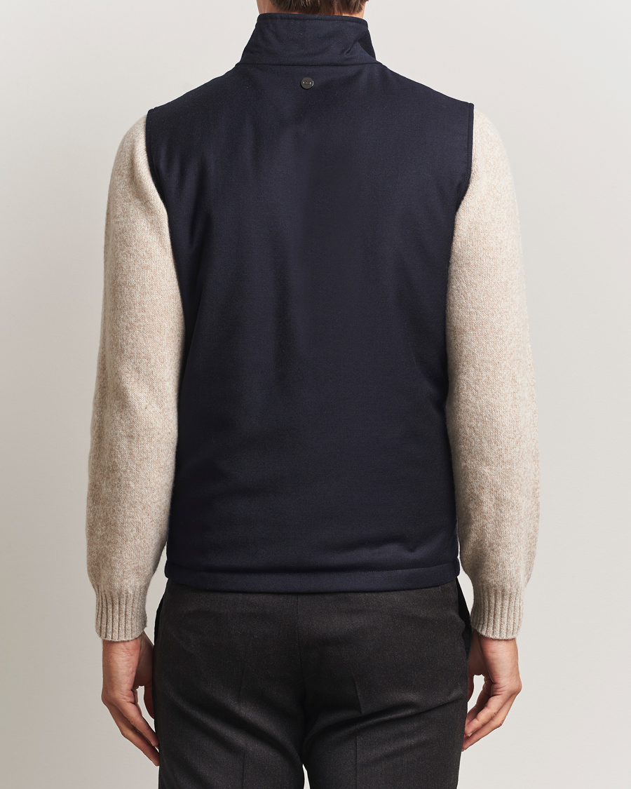 Herr | Jackor | Oscar Jacobson | Nylon/Wool Reversible Vest Navy