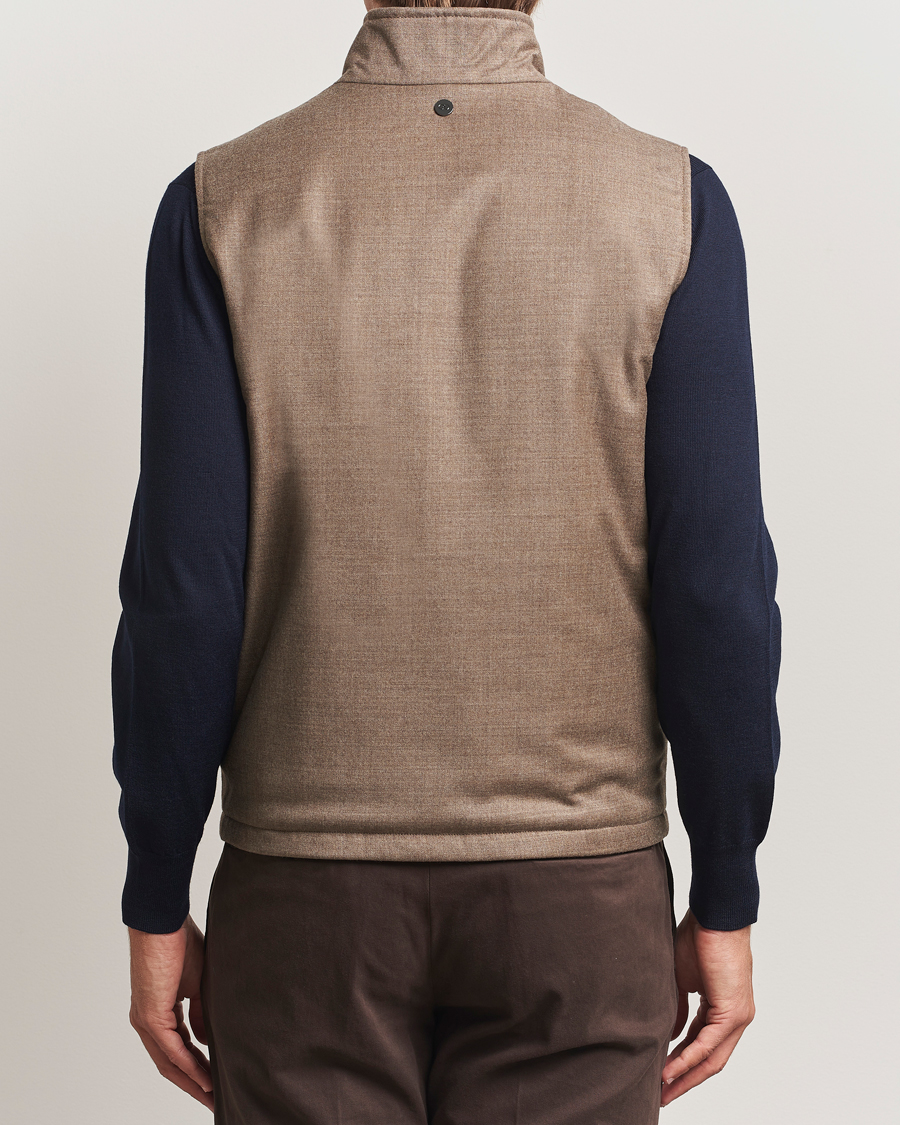 Herr | Jackor | Oscar Jacobson | Nylon/Wool Reversible Vest Brown