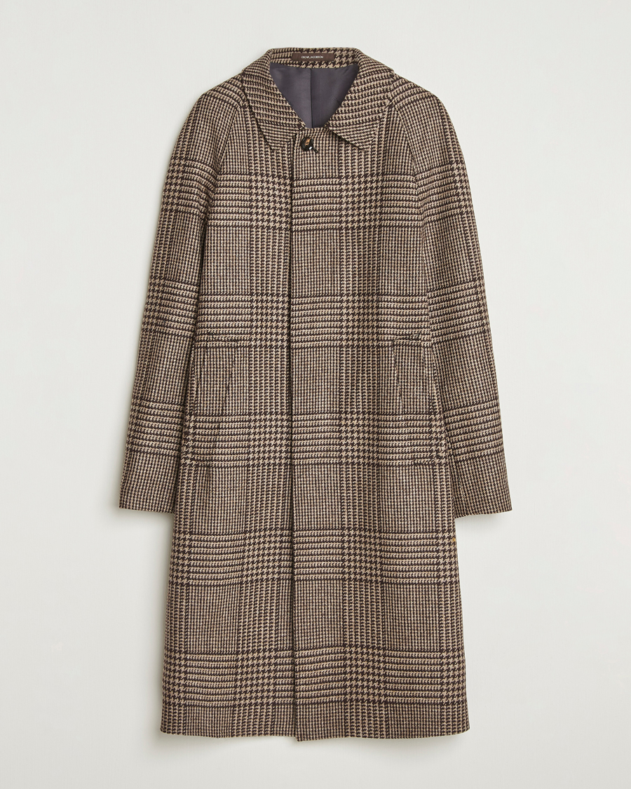 Herr | Jackor | Oscar Jacobson | Raglan Check Wool Coat Brown
