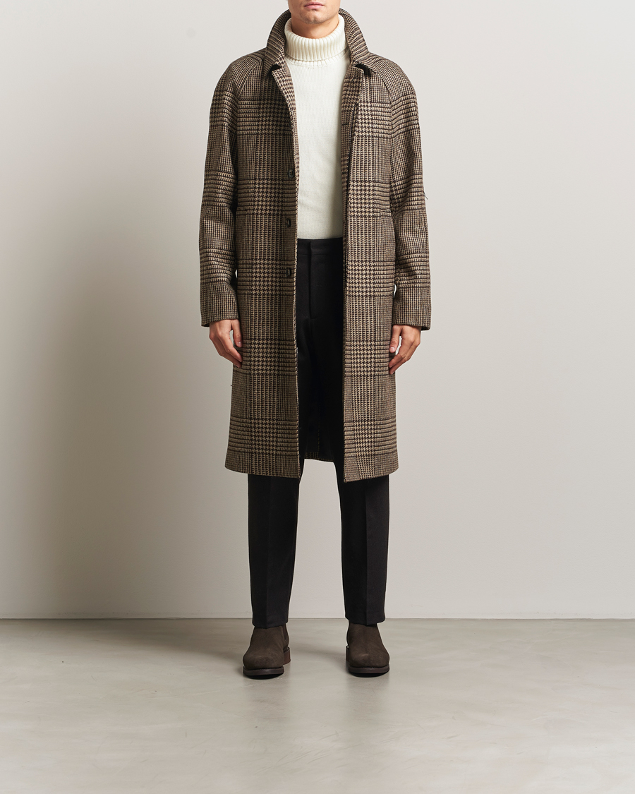 Herr | Jackor | Oscar Jacobson | Raglan Check Wool Coat Brown