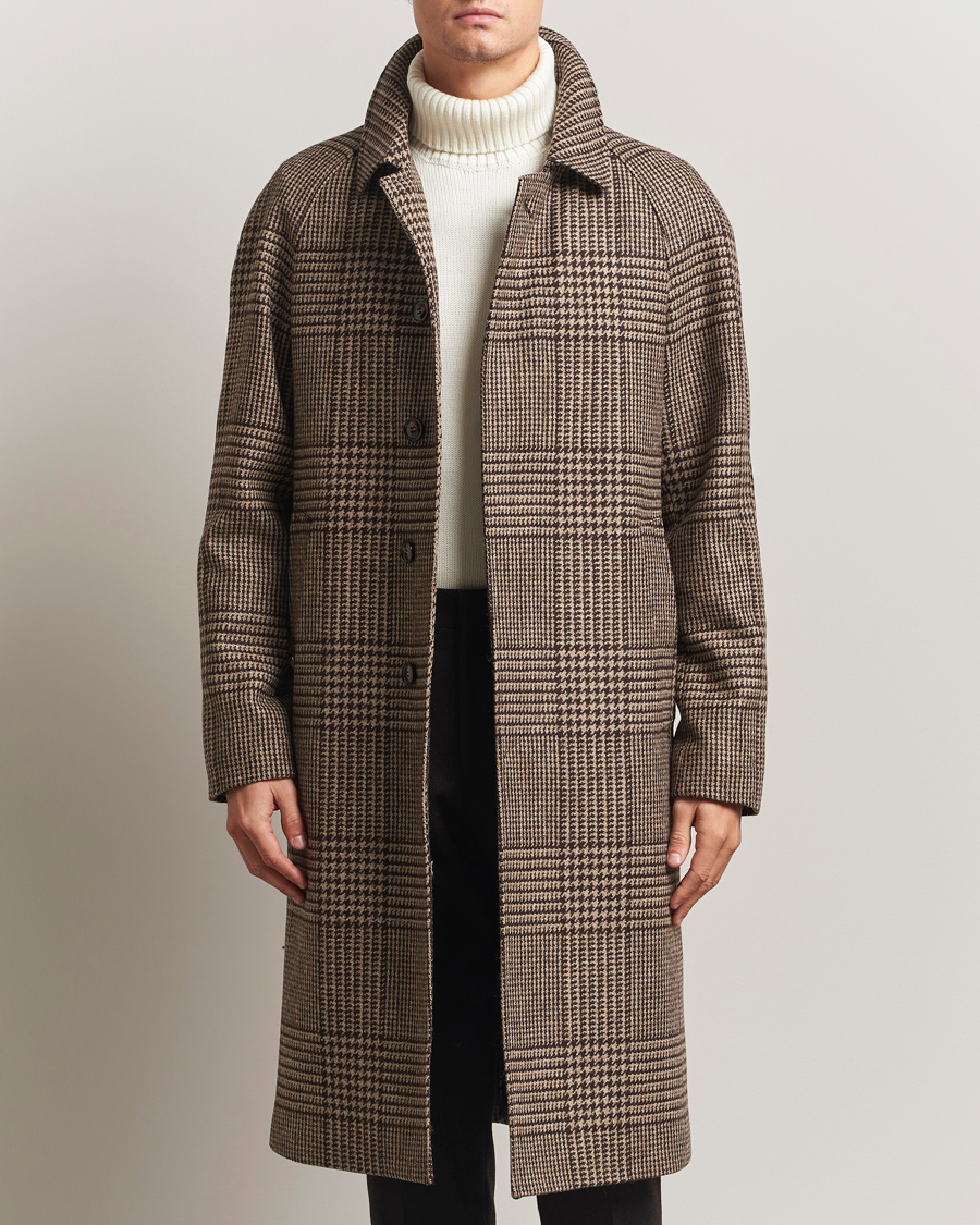 Herr | Jackor | Oscar Jacobson | Raglan Check Wool Coat Brown