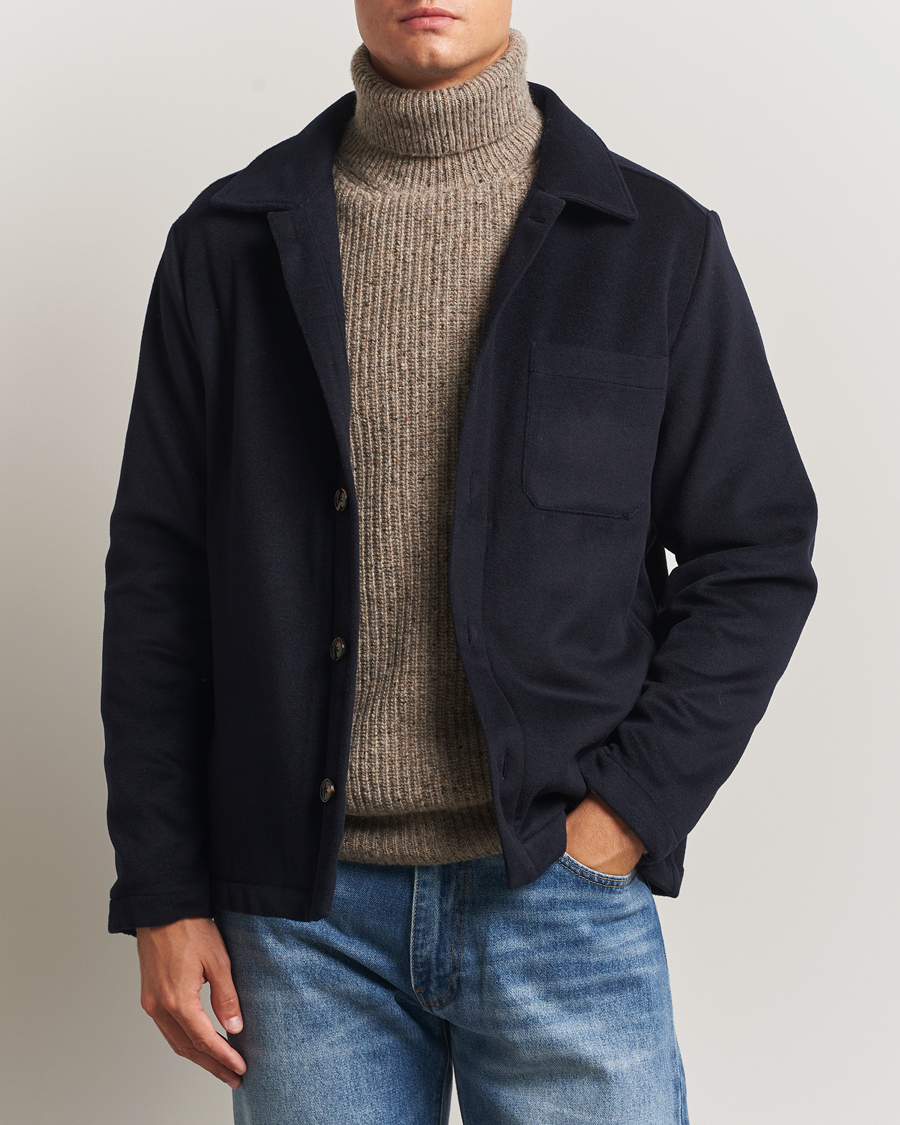 Herr | Jackor | Oscar Jacobson | Maddan Wool/Cashmere Shirt Jacket Navy