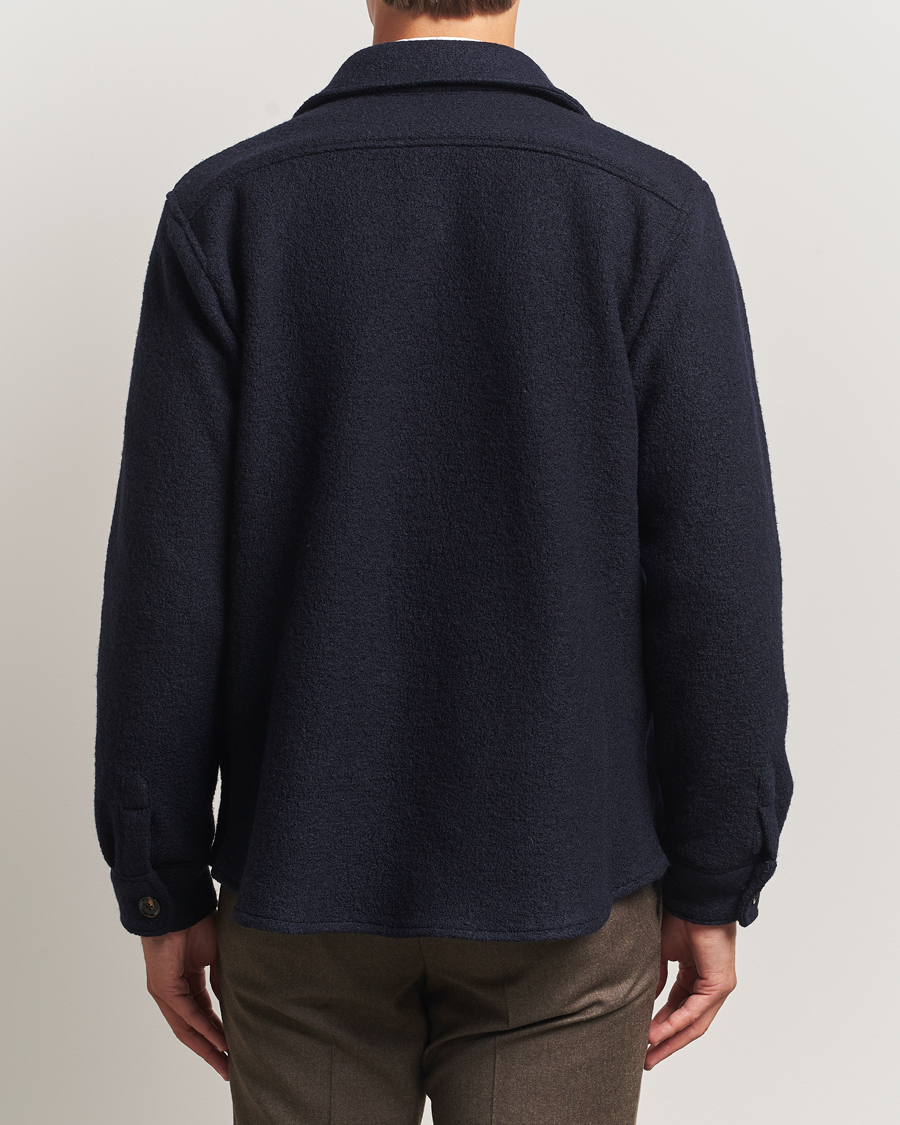 Herr | Jackor | Oscar Jacobson | Maverick Boiled Wool Shirt Jacket Navy