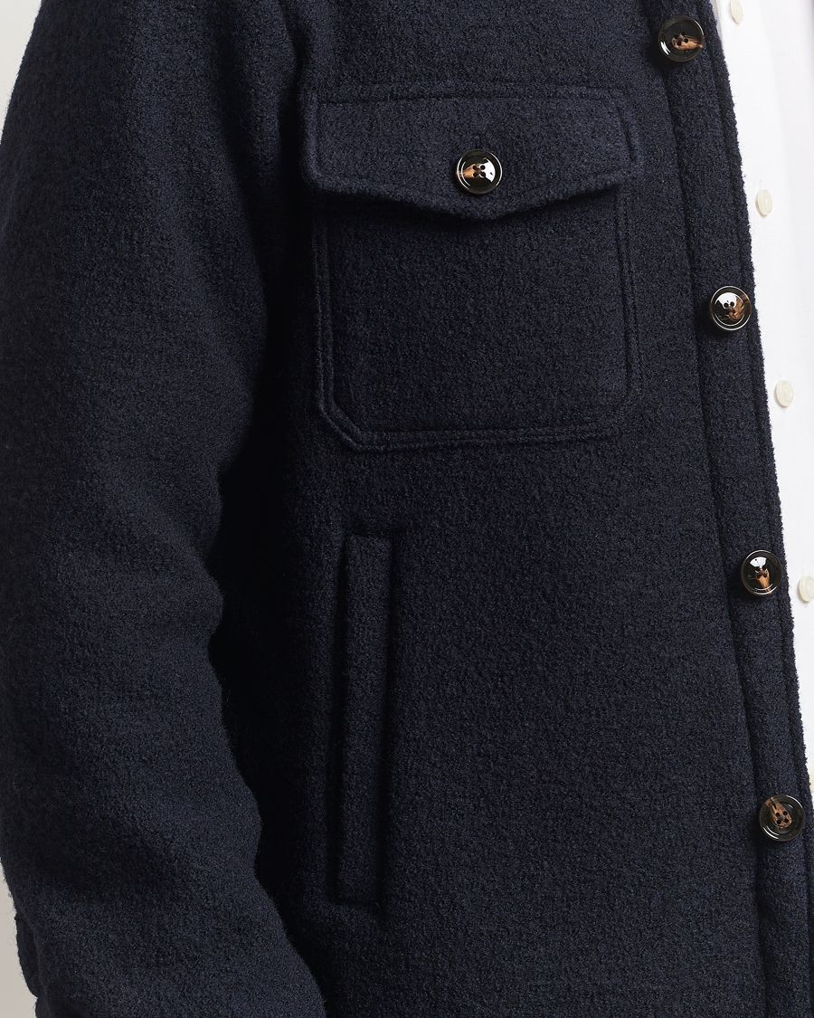 Herr | Jackor | Oscar Jacobson | Maverick Boiled Wool Shirt Jacket Navy
