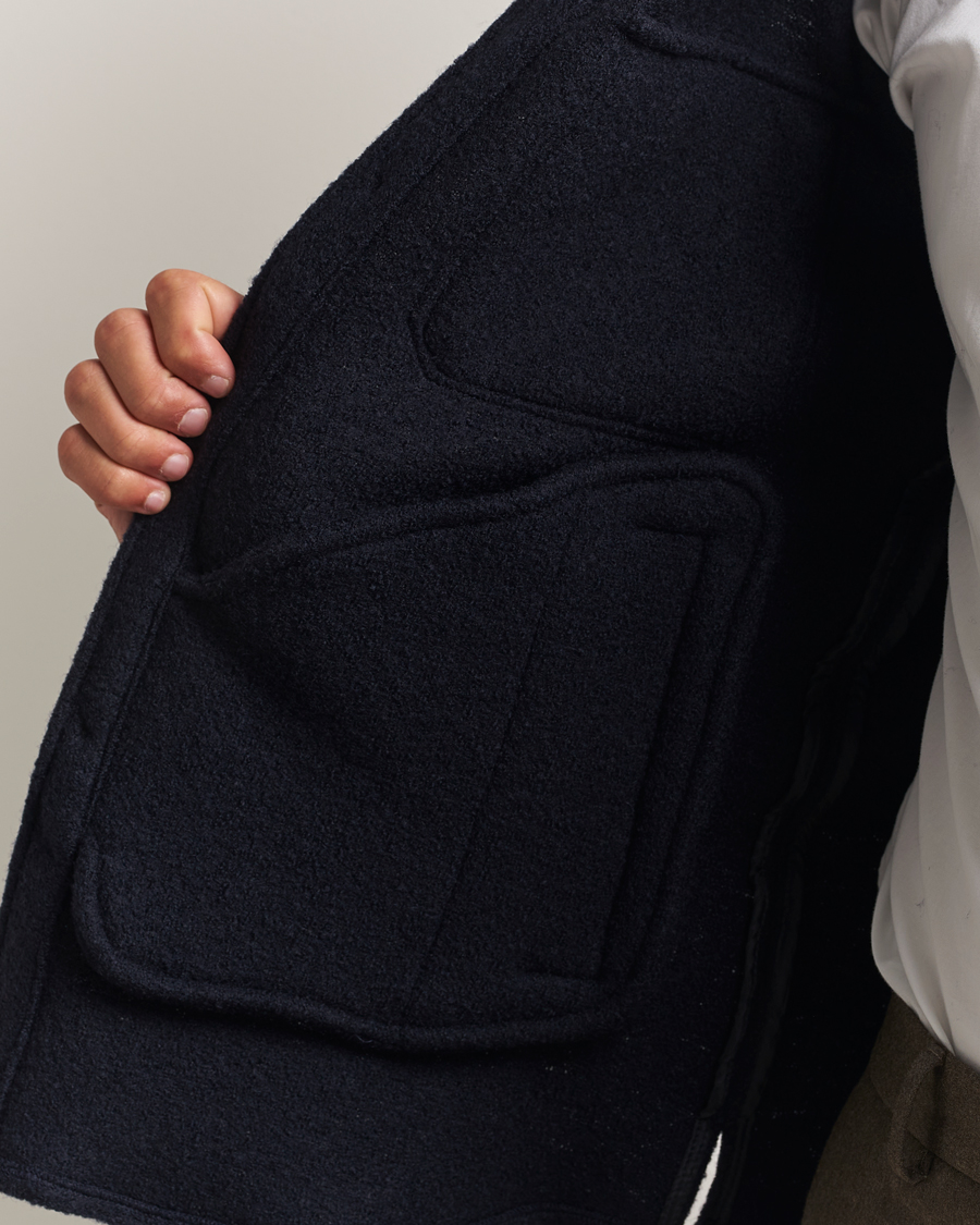 Herr | Jackor | Oscar Jacobson | Maverick Boiled Wool Shirt Jacket Navy