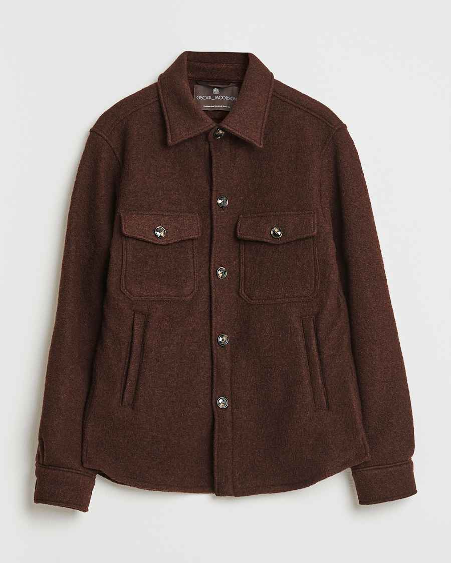 Herr | Jackor | Oscar Jacobson | Maverick Boiled Wool Shirt Jacket Brown