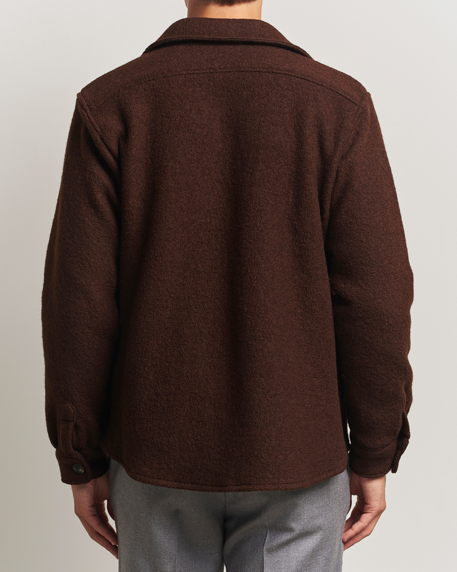 Herr | Jackor | Oscar Jacobson | Maverick Boiled Wool Shirt Jacket Brown