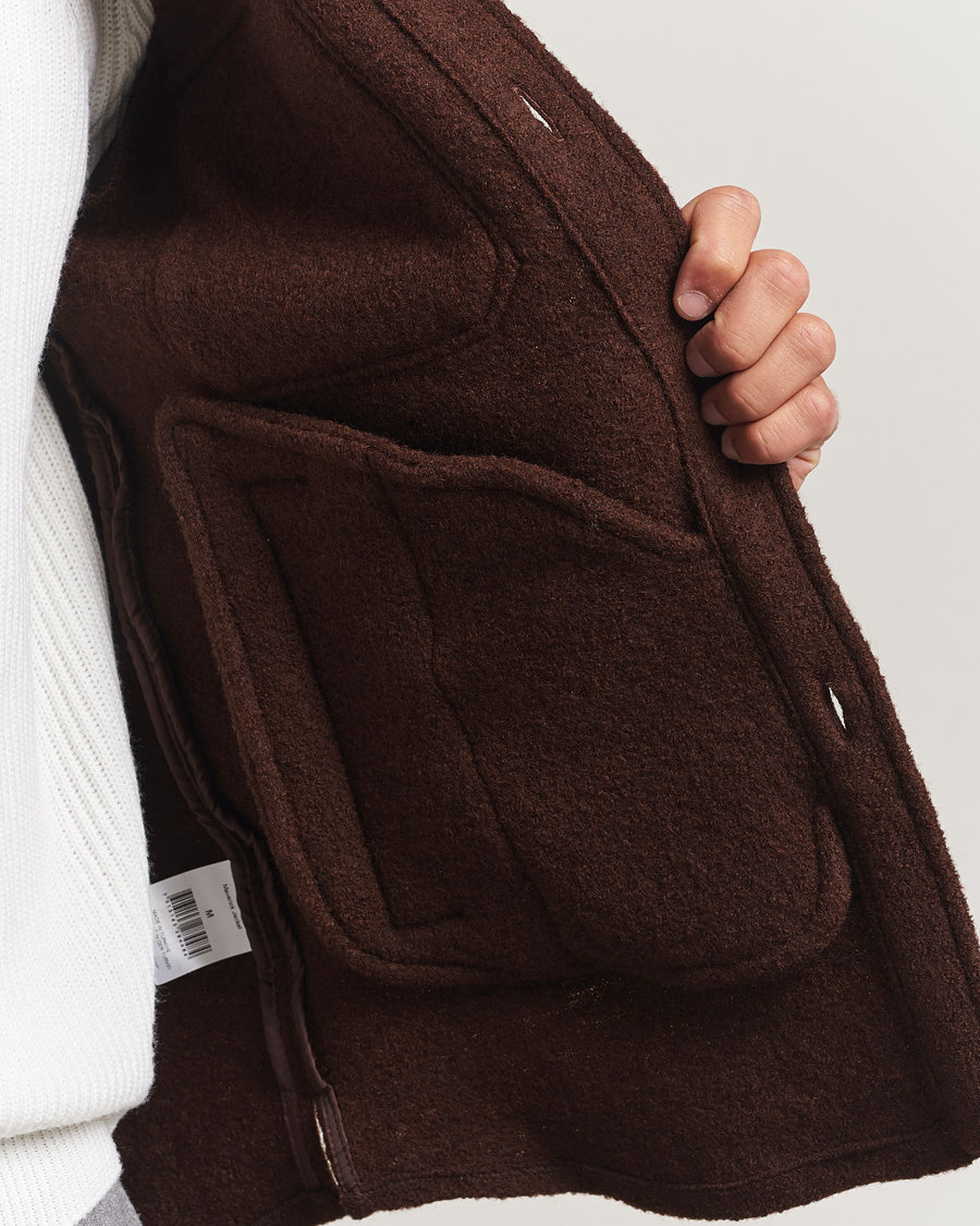 Herr | Jackor | Oscar Jacobson | Maverick Boiled Wool Shirt Jacket Brown