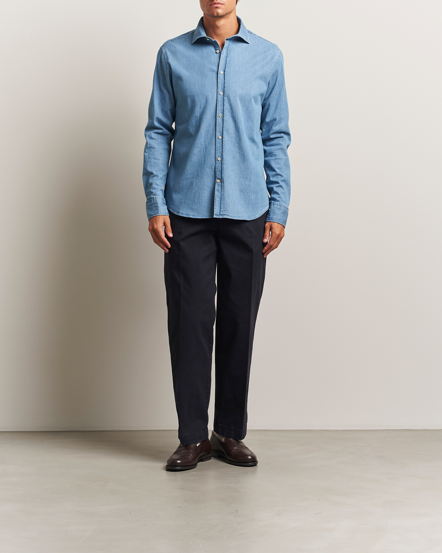 Herr | Byxor | Oscar Jacobson | Tanker Cotton Trousers Navy