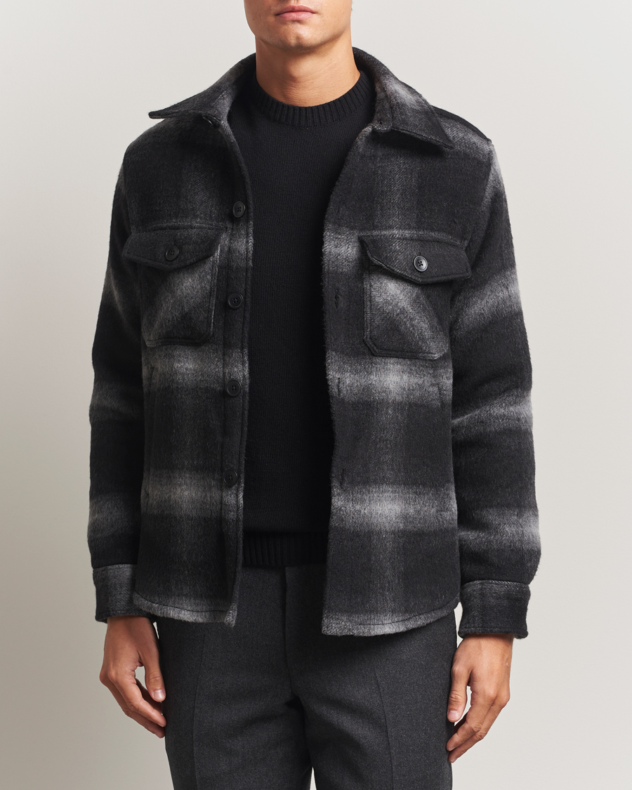 Herr | Jackor | Oscar Jacobson | Maverick Checked Wool Shirt Jacket Grey