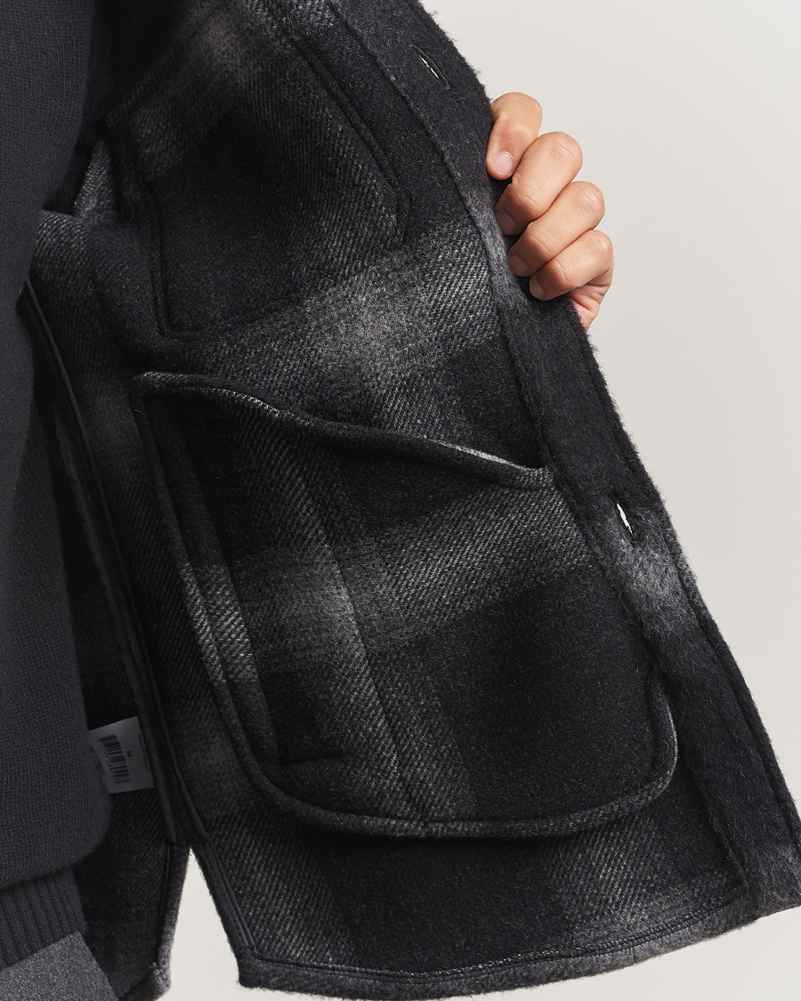 Herr | Jackor | Oscar Jacobson | Maverick Checked Wool Shirt Jacket Grey