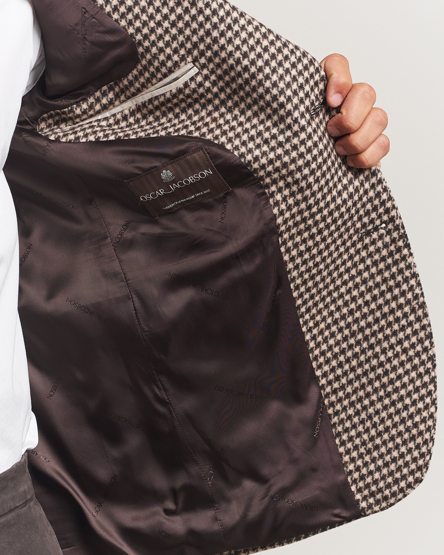 Herr | Kavajer | Oscar Jacobson | Fogerty Houndstooth Wool Blazer Brown