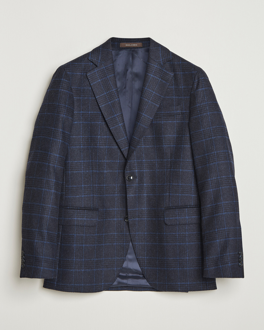 Herr | Kavajer | Oscar Jacobson | Fogerty Checked Wool Blazer Navy