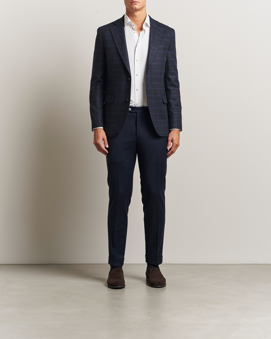 Herr | Kavajer | Oscar Jacobson | Fogerty Checked Wool Blazer Navy