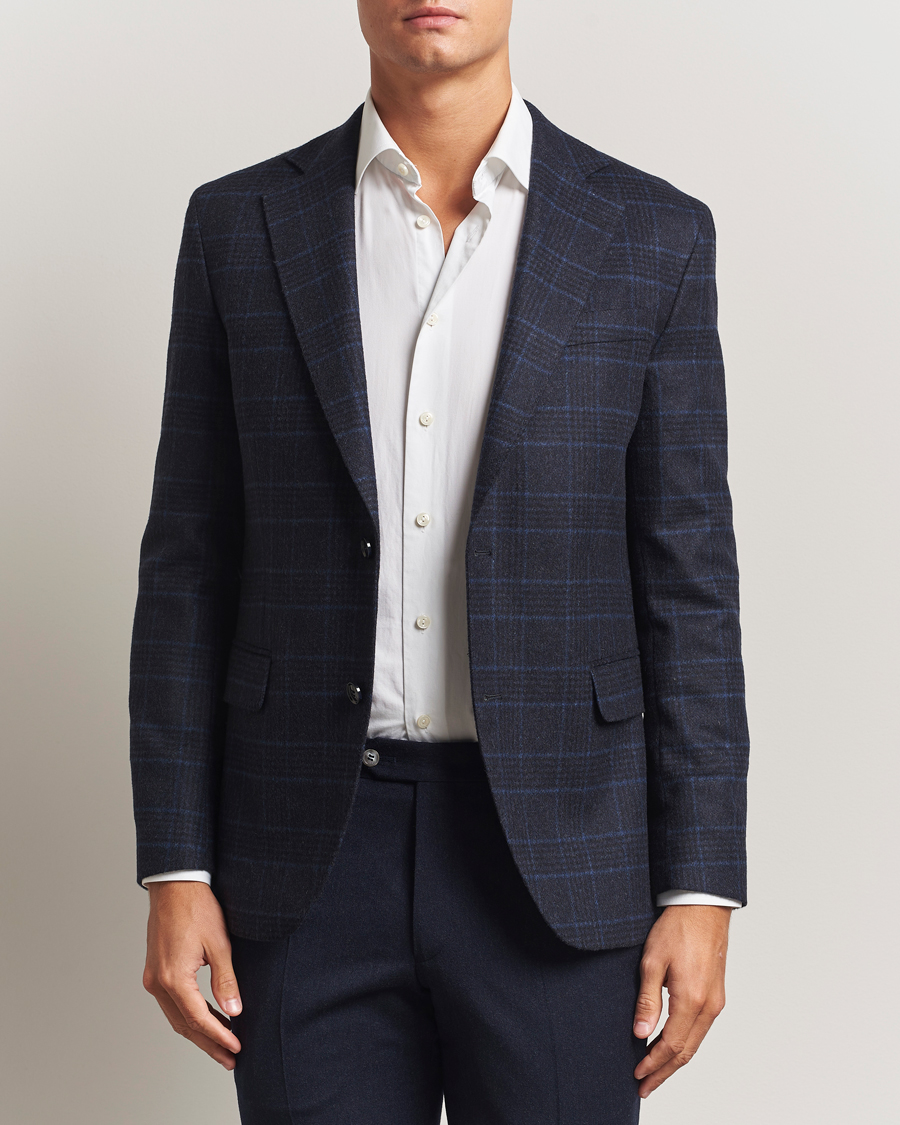Herr | Kavajer | Oscar Jacobson | Fogerty Checked Wool Blazer Navy