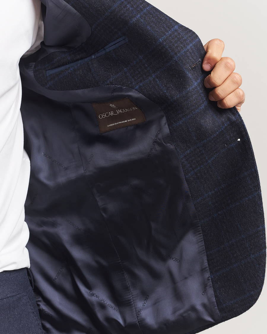 Herr | Kavajer | Oscar Jacobson | Fogerty Checked Wool Blazer Navy