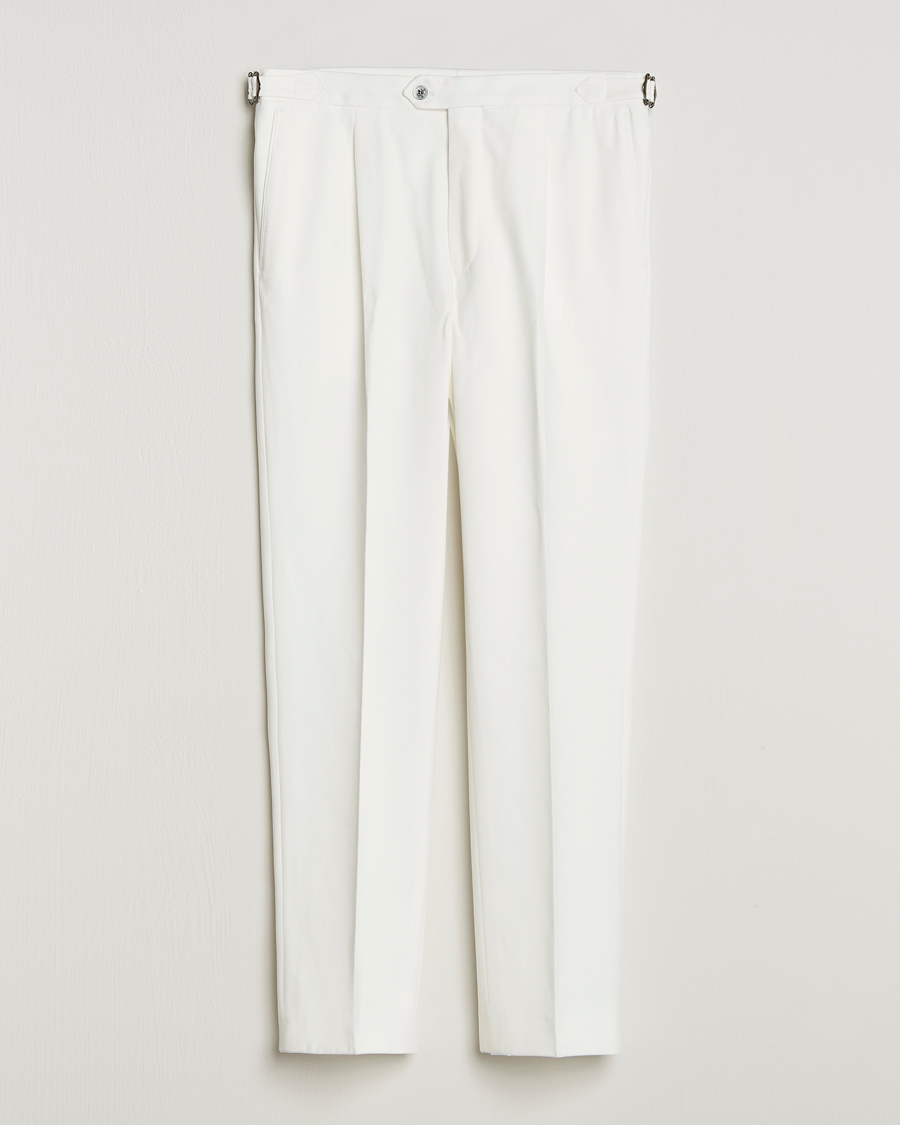 Herr | Byxor | Oscar Jacobson | Delon Brushed Cotton Trousers White