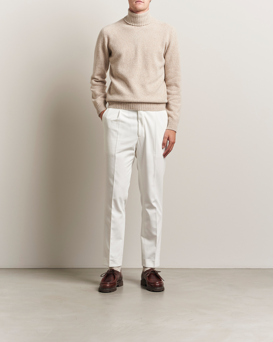 Herr | Byxor | Oscar Jacobson | Delon Brushed Cotton Trousers White