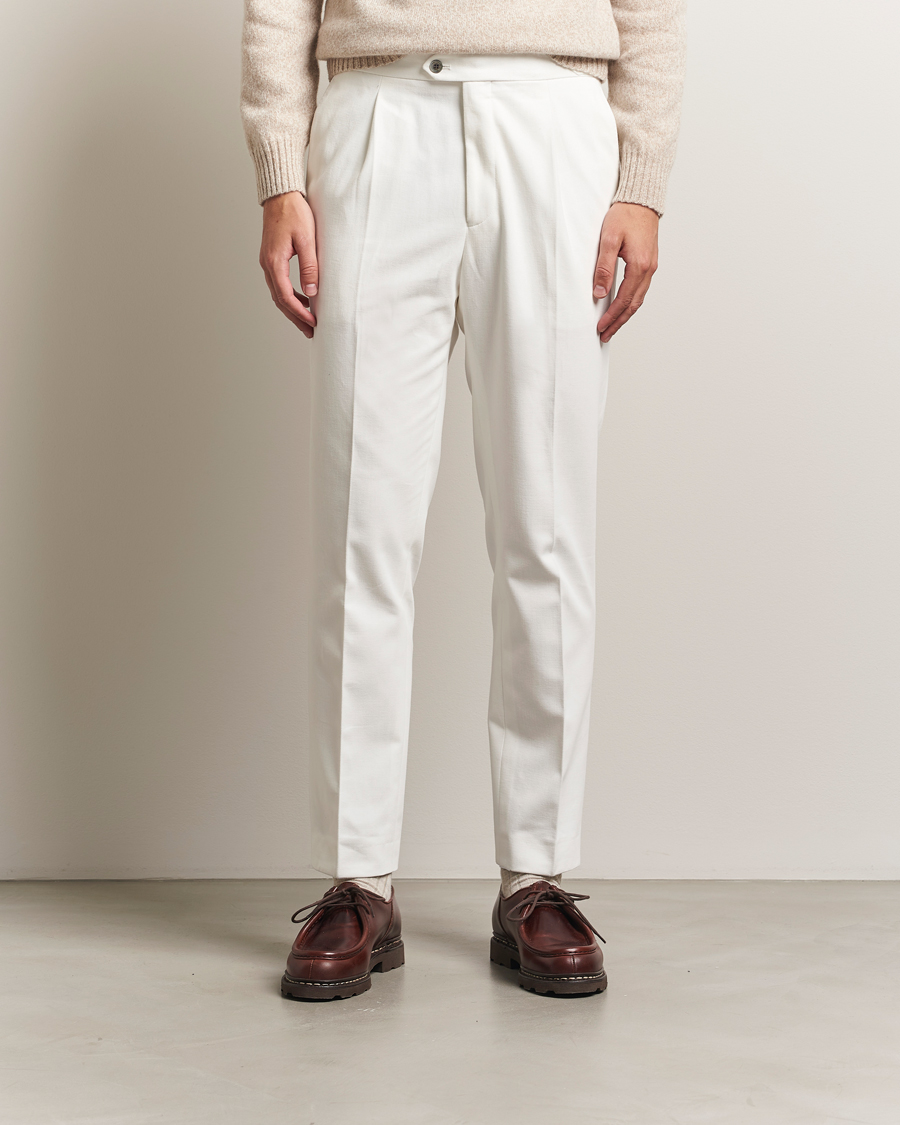 Herr | Byxor | Oscar Jacobson | Delon Brushed Cotton Trousers White