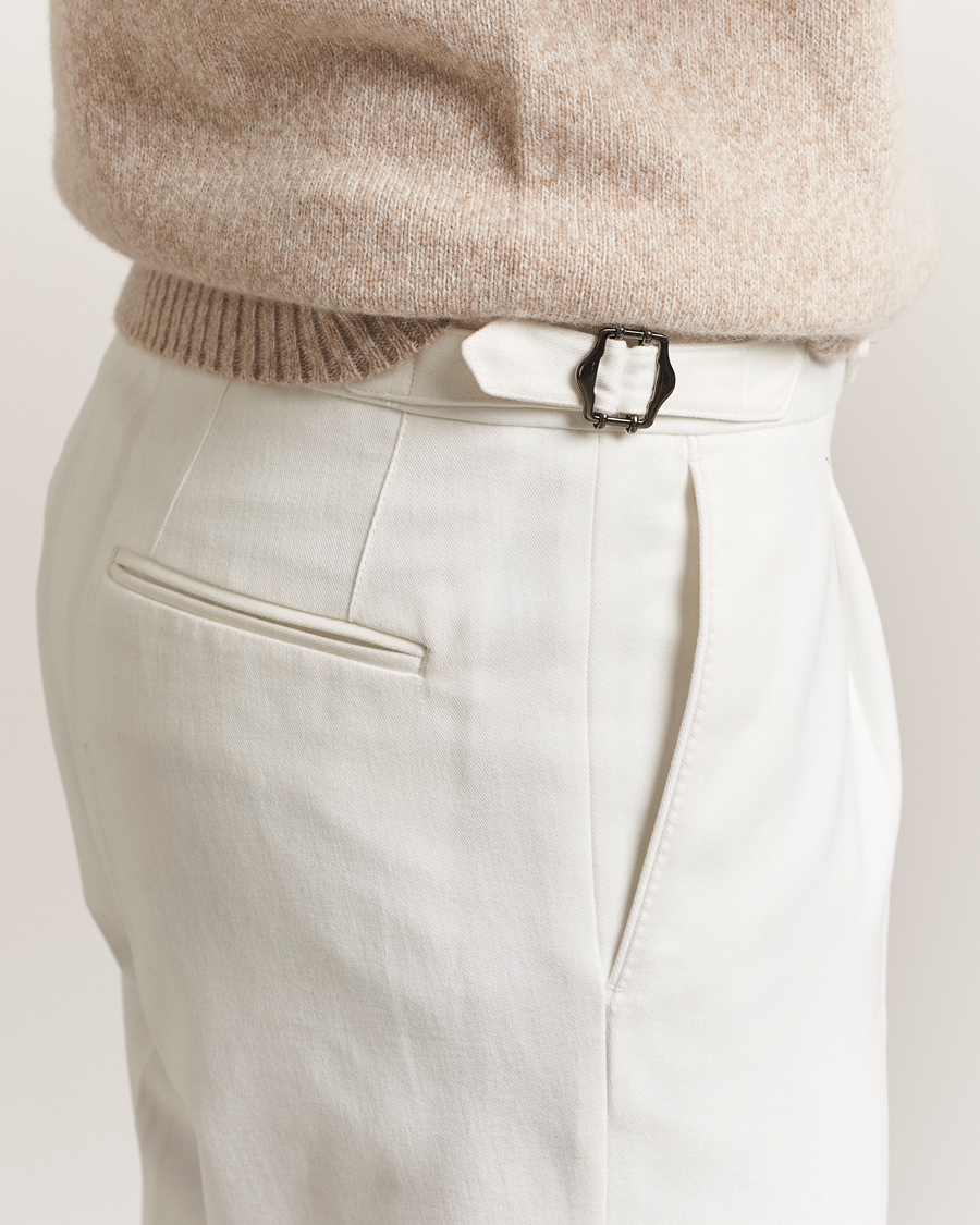 Herr | Byxor | Oscar Jacobson | Delon Brushed Cotton Trousers White