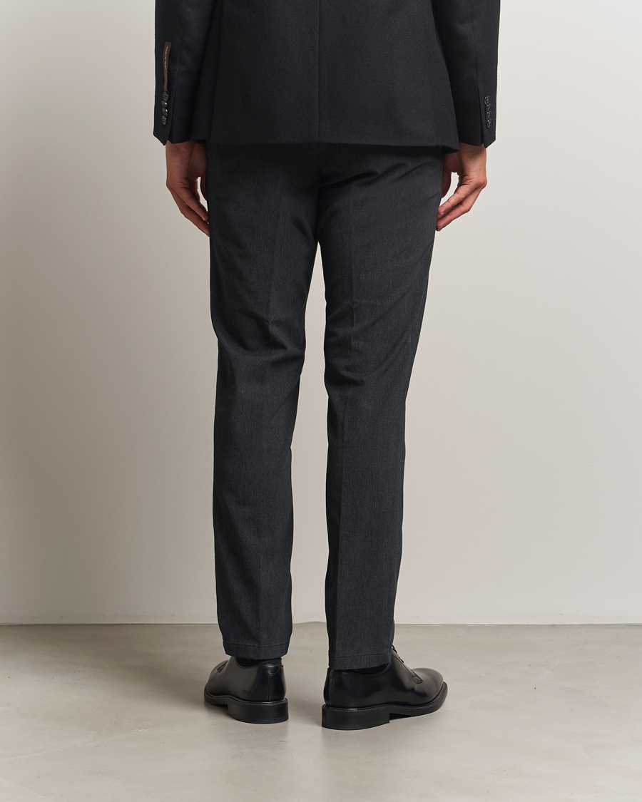 Herr | Byxor | Oscar Jacobson | Denz Brushed Melange Trousers Charcoal