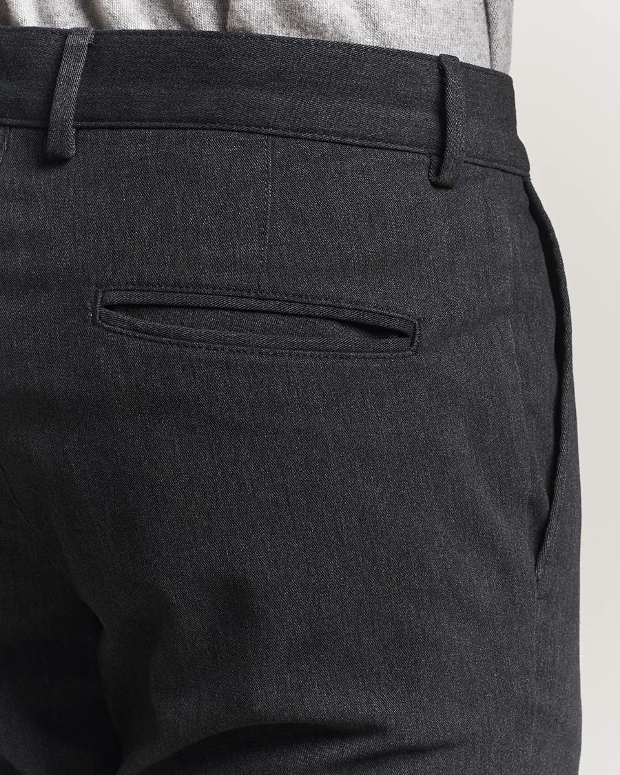 Herr | Byxor | Oscar Jacobson | Denz Brushed Melange Trousers Charcoal
