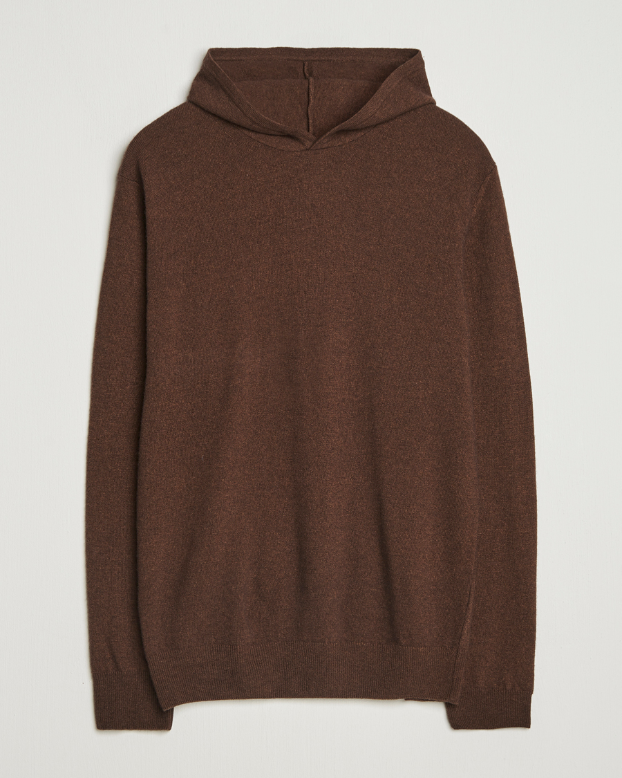 Herr | Tröjor | Oscar Jacobson | Pascal Wool/Cashmere Hoodie Brown