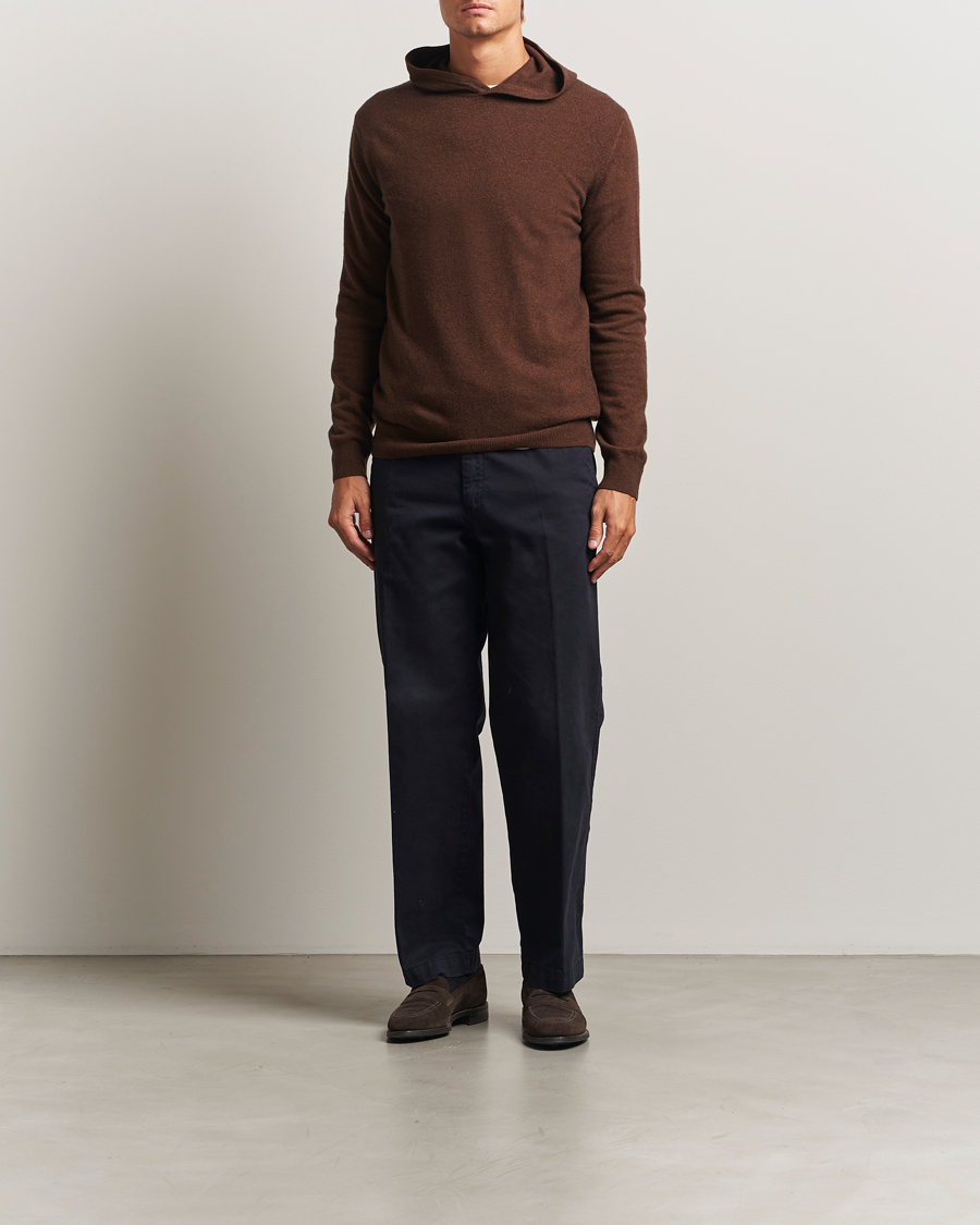 Herr | Tröjor | Oscar Jacobson | Pascal Wool/Cashmere Hoodie Brown