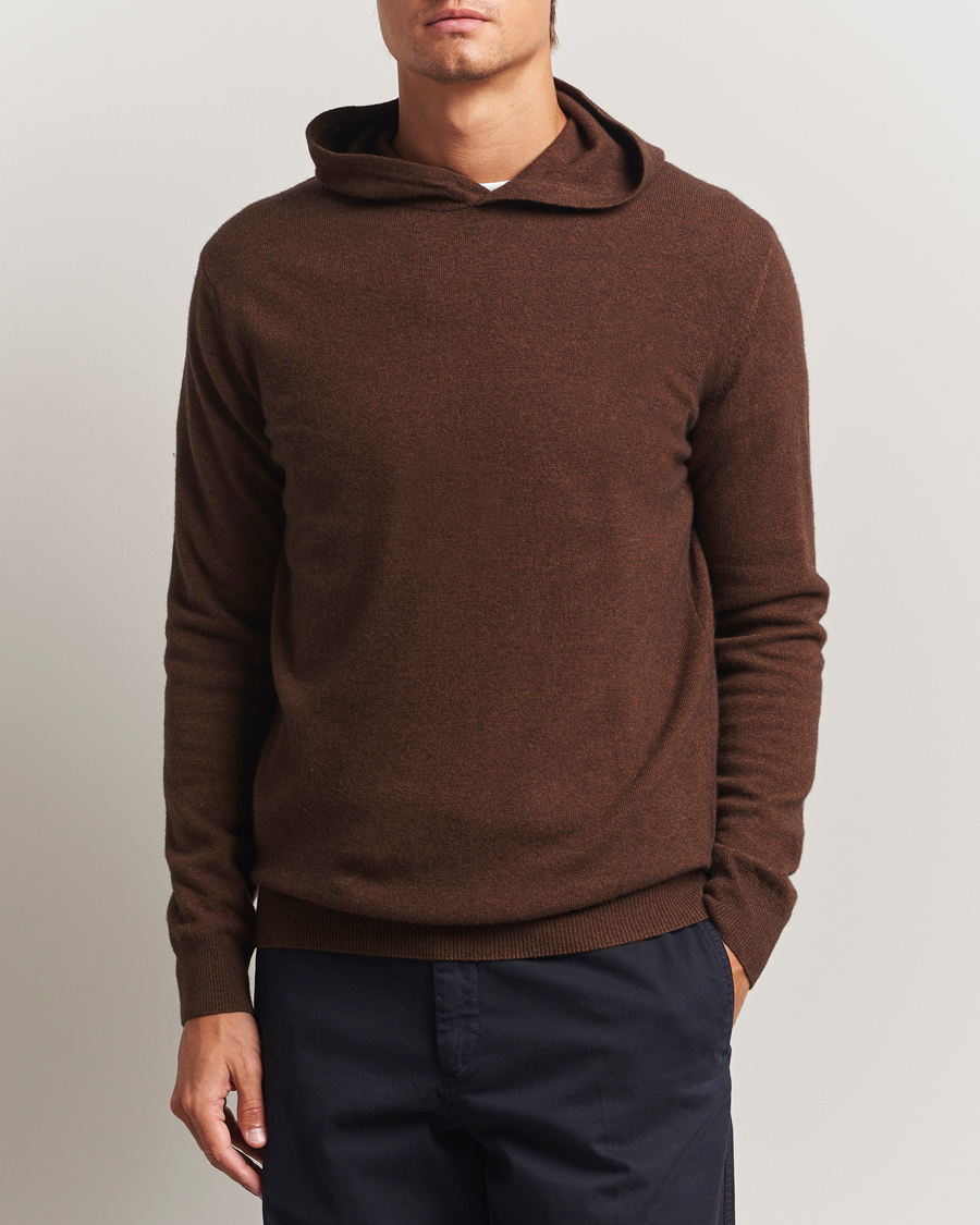 Herr | Tröjor | Oscar Jacobson | Pascal Wool/Cashmere Hoodie Brown