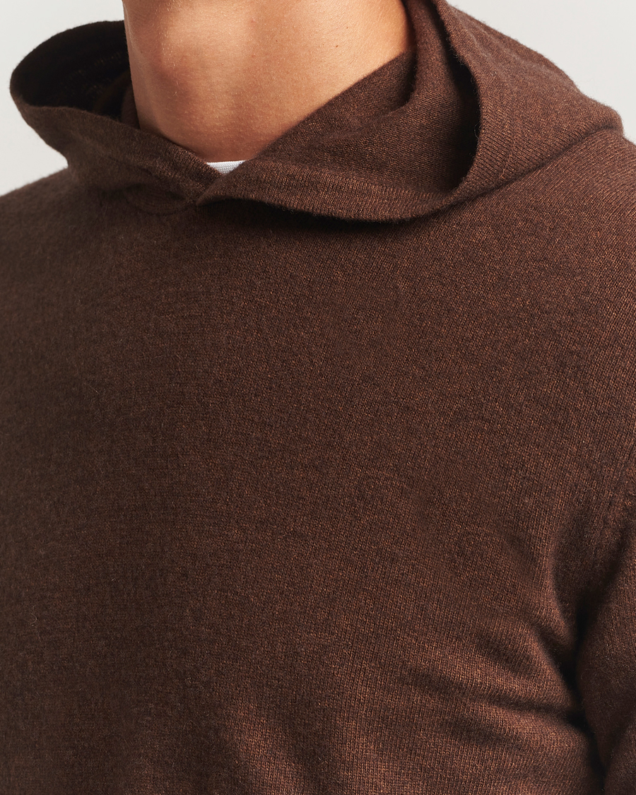 Herr | Tröjor | Oscar Jacobson | Pascal Wool/Cashmere Hoodie Brown