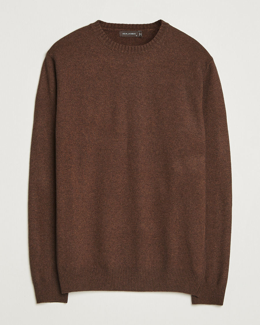 Herr | Tröjor | Oscar Jacobson | Valter Wool/Cashmere Round Neck Golden Brown