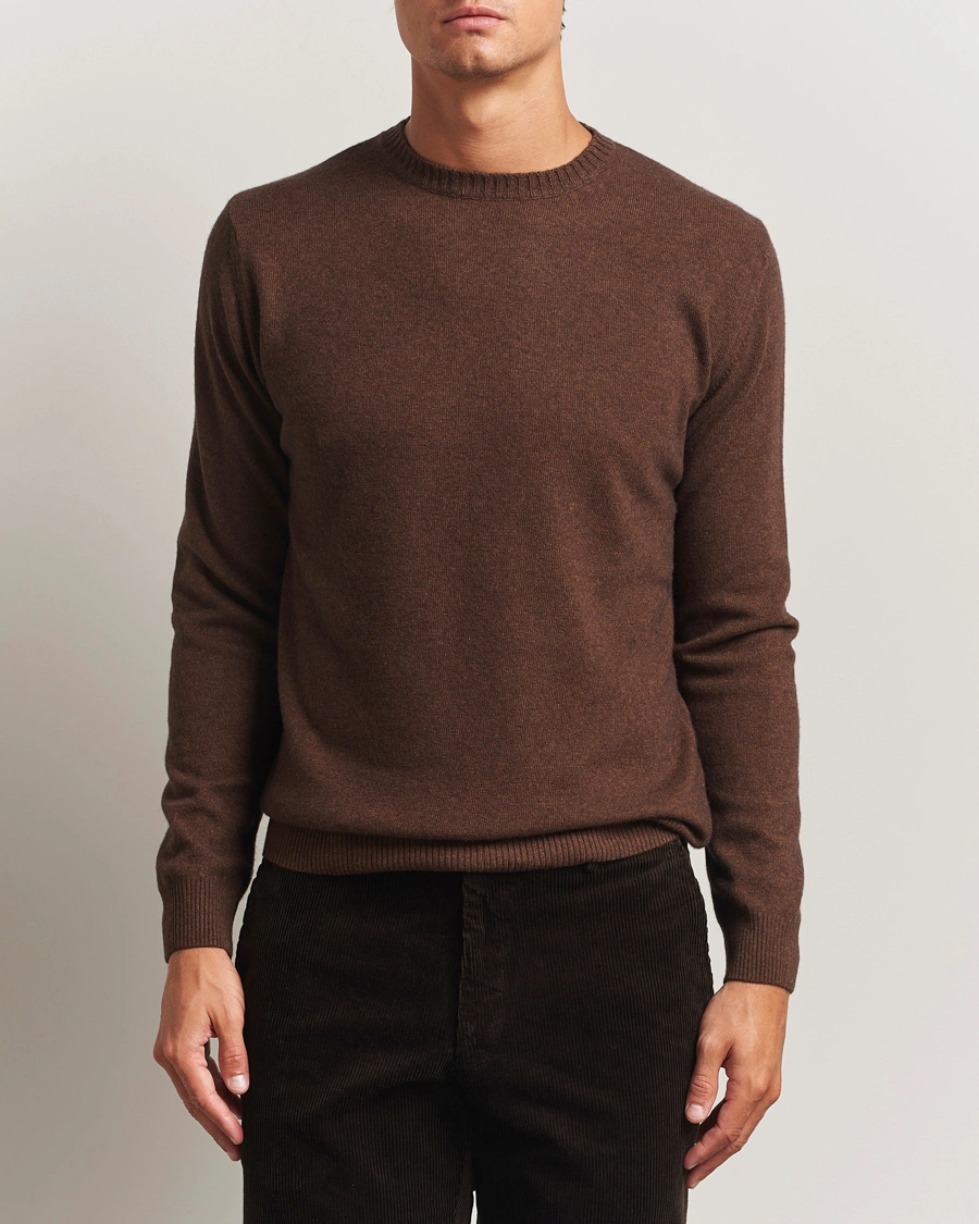 Herr | Tröjor | Oscar Jacobson | Valter Wool/Cashmere Round Neck Golden Brown