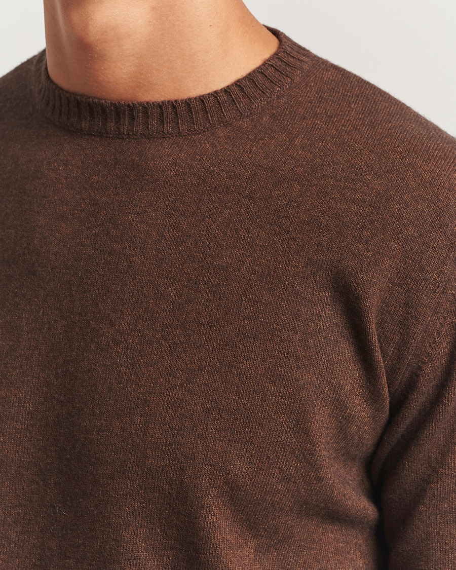 Herr | Tröjor | Oscar Jacobson | Valter Wool/Cashmere Round Neck Golden Brown