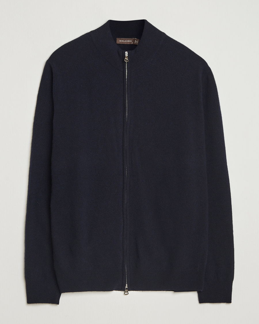 Herr | Tröjor | Oscar Jacobson | Seb Wool/Cashmere Full Zip Navy