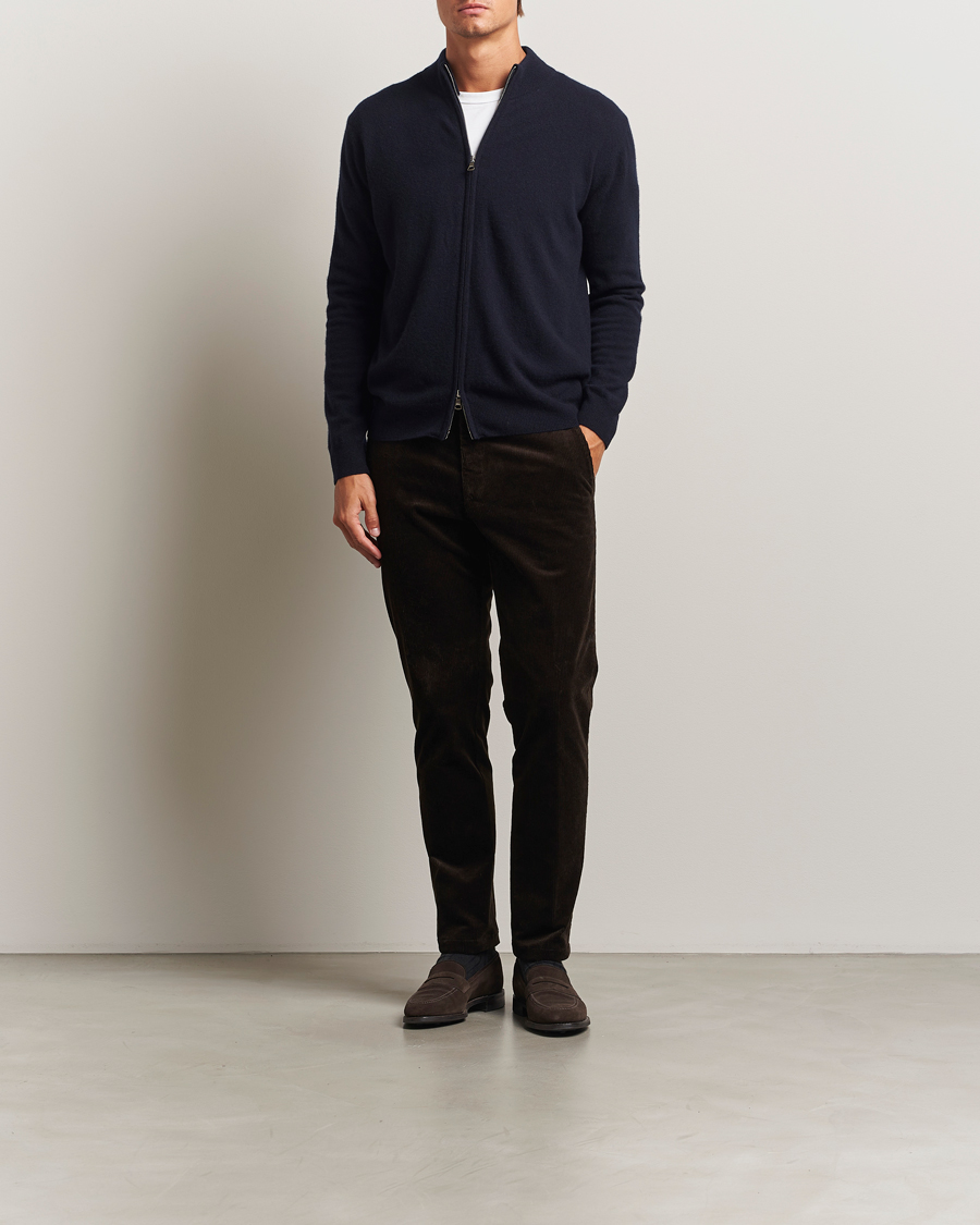 Herr | Tröjor | Oscar Jacobson | Seb Wool/Cashmere Full Zip Navy