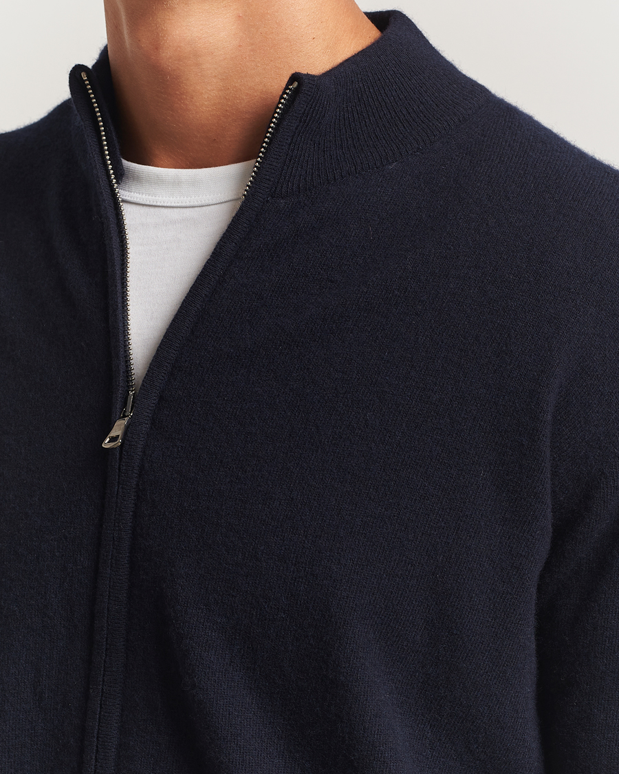 Herr | Tröjor | Oscar Jacobson | Seb Wool/Cashmere Full Zip Navy