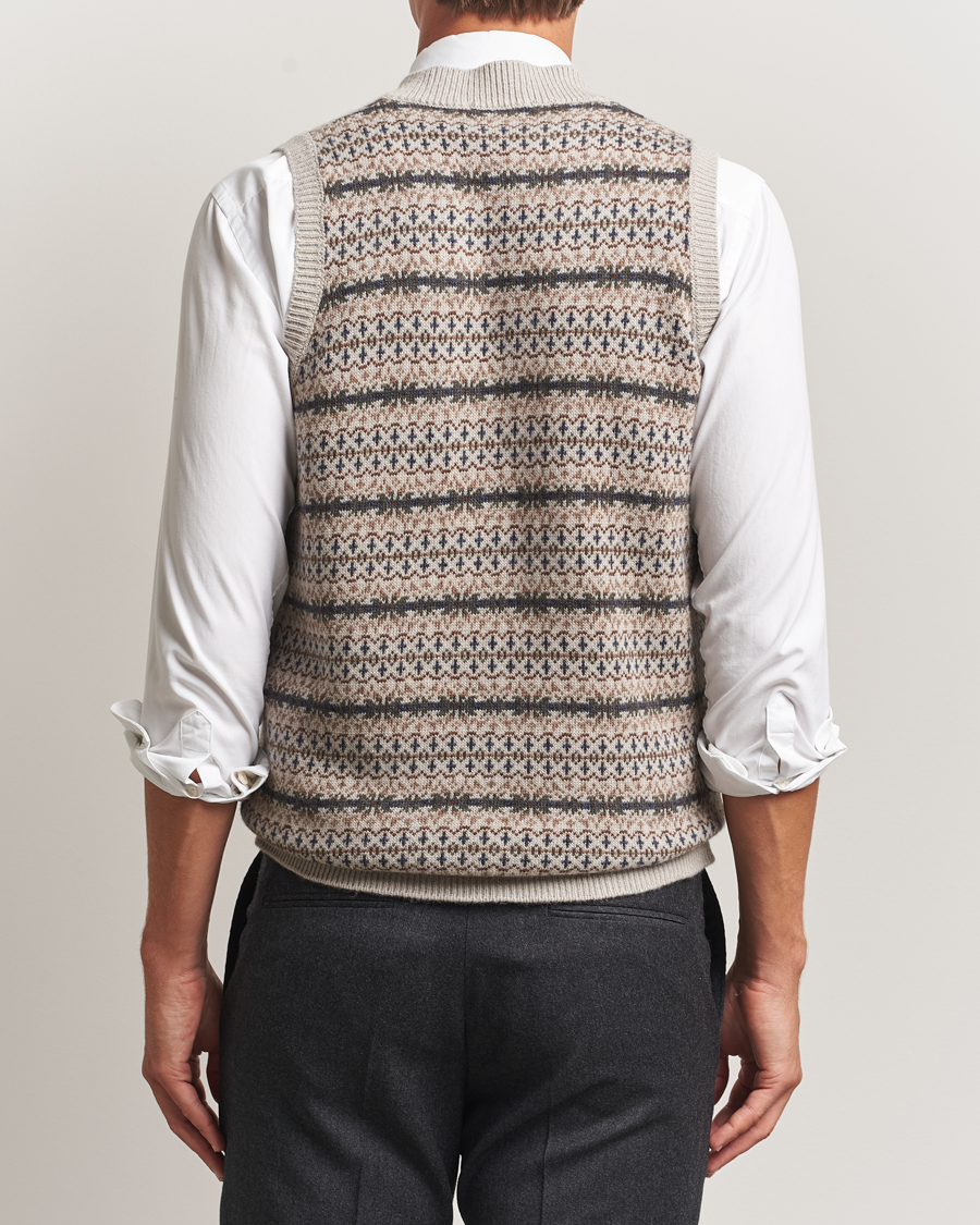 Herr | Tröjor | Oscar Jacobson | Lucas Fair Isle Wool/Cashmere Vest Beige