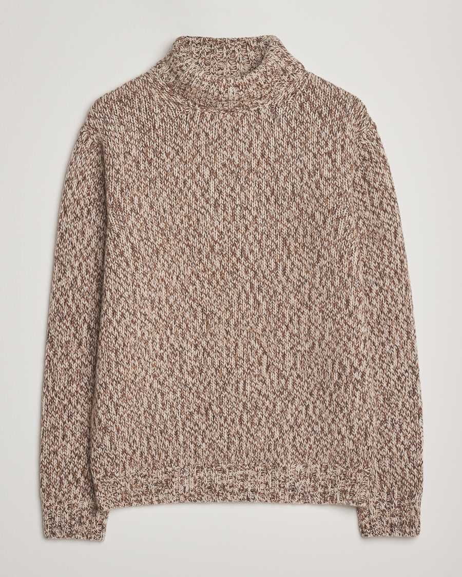 Herr | Tröjor | Oscar Jacobson | Mika Heavy Wool/Cotton Rollneck Beige