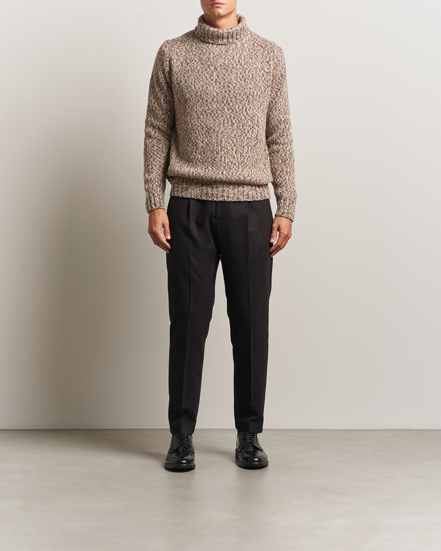 Herr | Tröjor | Oscar Jacobson | Mika Heavy Wool/Cotton Rollneck Beige