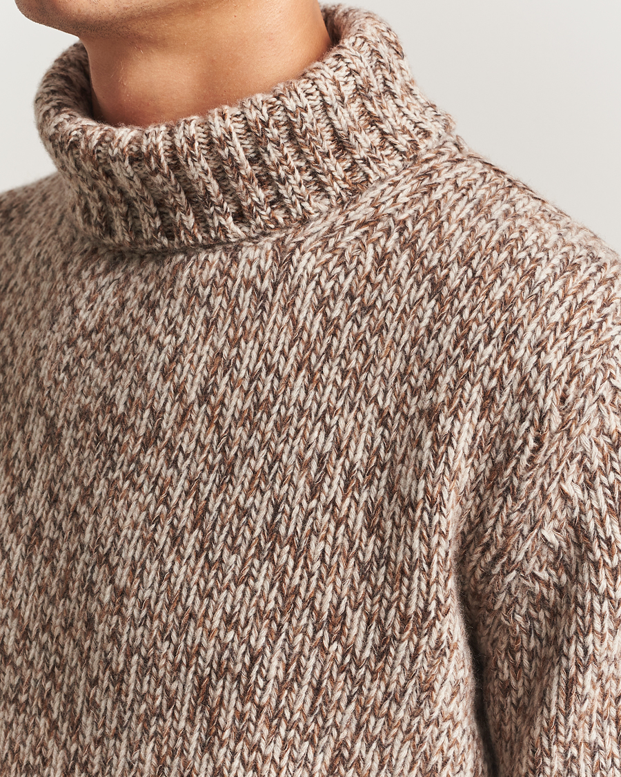 Herr | Tröjor | Oscar Jacobson | Mika Heavy Wool/Cotton Rollneck Beige