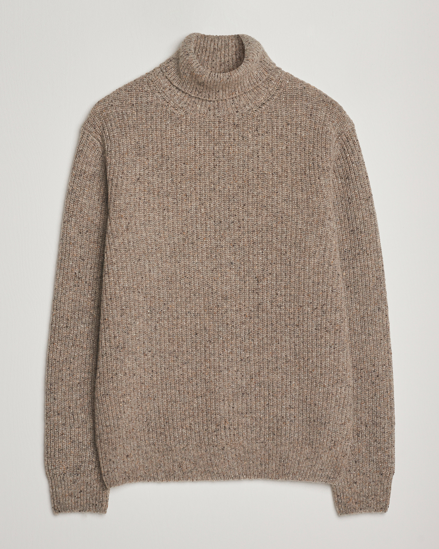 Herr | Tröjor | Oscar Jacobson | Mika Heavy Merino Rollneck Beige