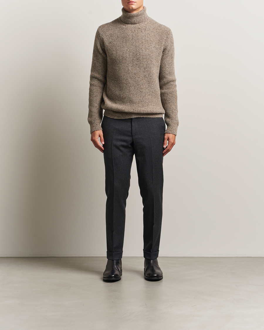 Herr | Tröjor | Oscar Jacobson | Mika Heavy Merino Rollneck Beige