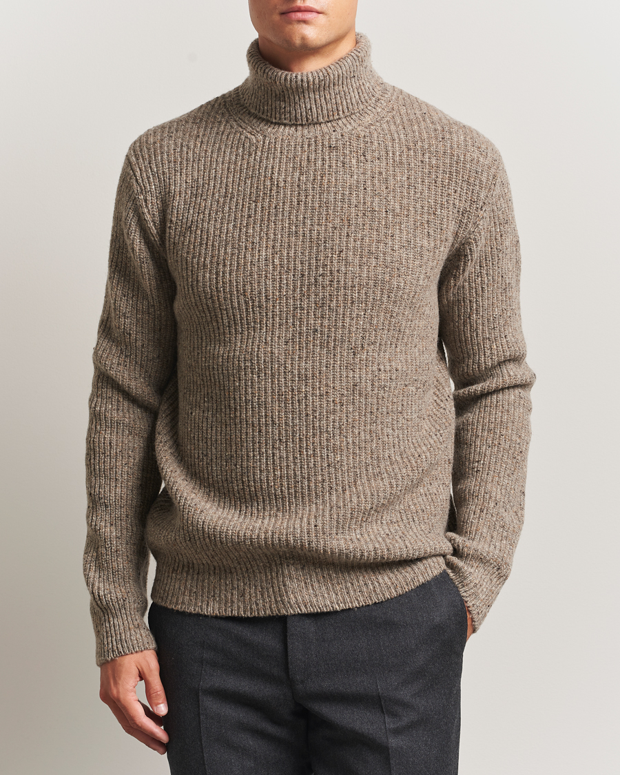 Herr | Tröjor | Oscar Jacobson | Mika Heavy Merino Rollneck Beige
