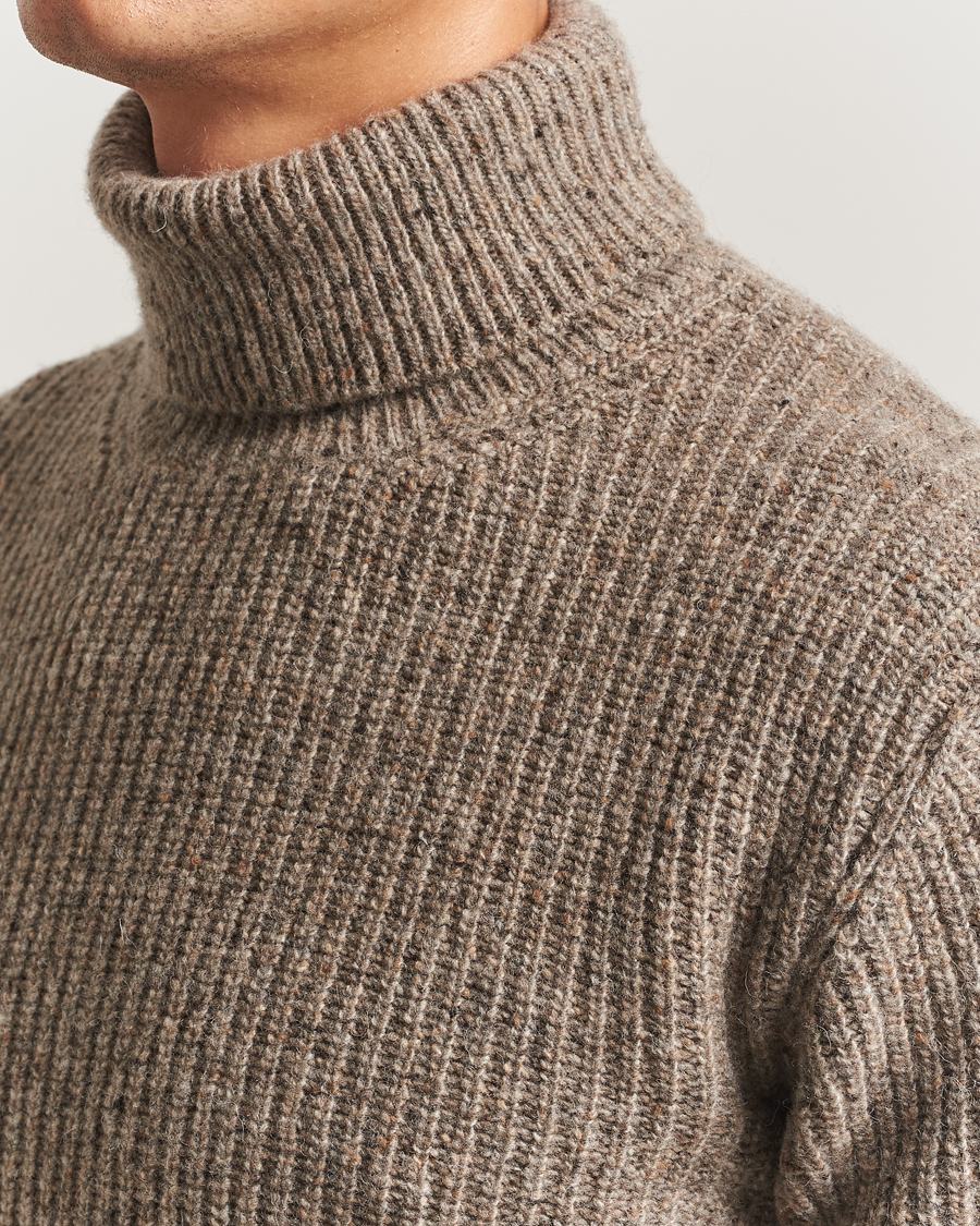 Herr | Tröjor | Oscar Jacobson | Mika Heavy Merino Rollneck Beige