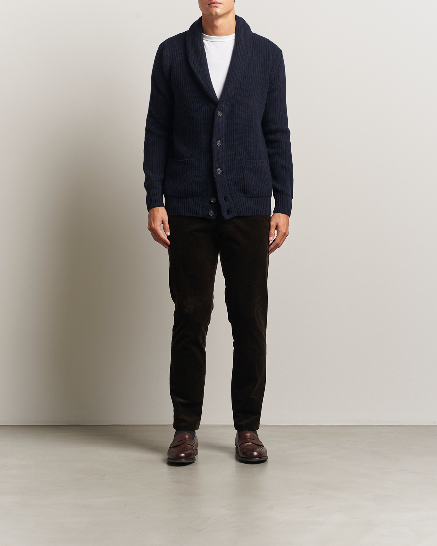 Herr | Tröjor | Oscar Jacobson | Roland Wool Cardigan Navy