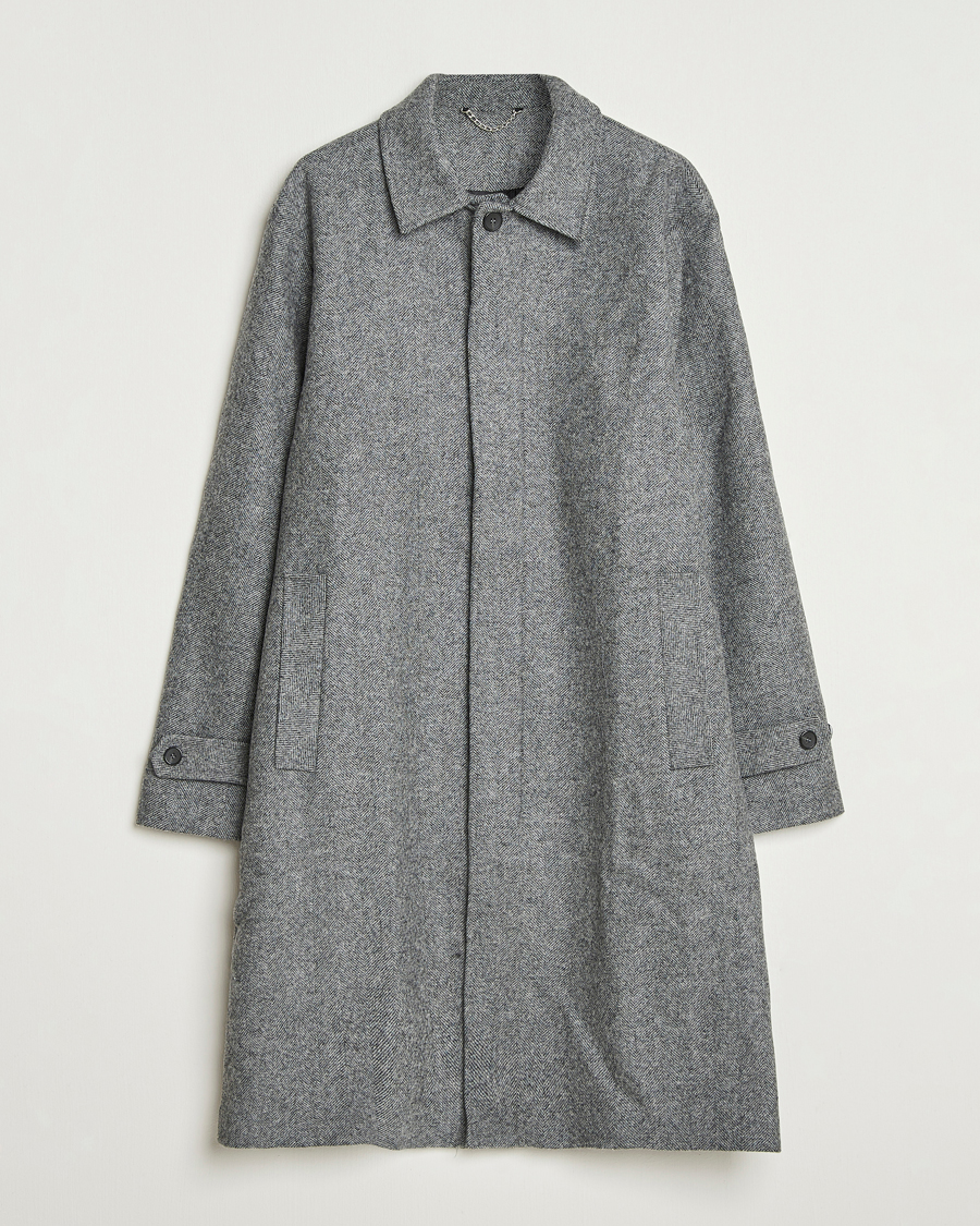 Herr | Jackor | Palmes | Herringbone Wool Coat Charcoal